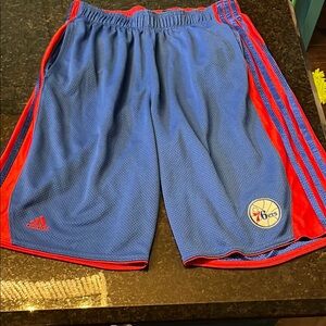 Adidas Blue and Red 76ers Basketball Shorts